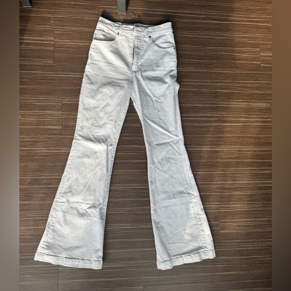Abercrombie & Fitch White Flare Wide Leg Jeans